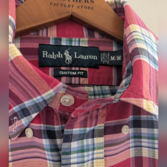Polo Ralph Lauren Custom Fit Plaid Shirt MEN'S M Button Front Heavy Cotton Pink - Picture 6 of 16